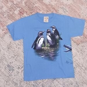 Wild Cotton Vintage Youth penguin Print Cotton shirt Med